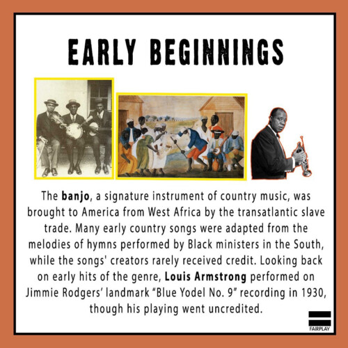 The melodies of many early country hits were lifted from hymns performed by Black ministers in the South.