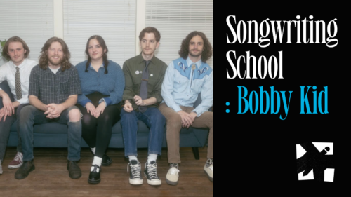 Bobby Kid press photo with Songwriting School graphics